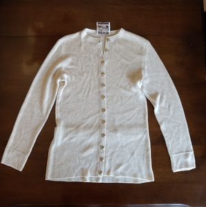 Vintage St John for I Magnin Ivory Knit Long Sleeve Button Cardigan Size Unknown